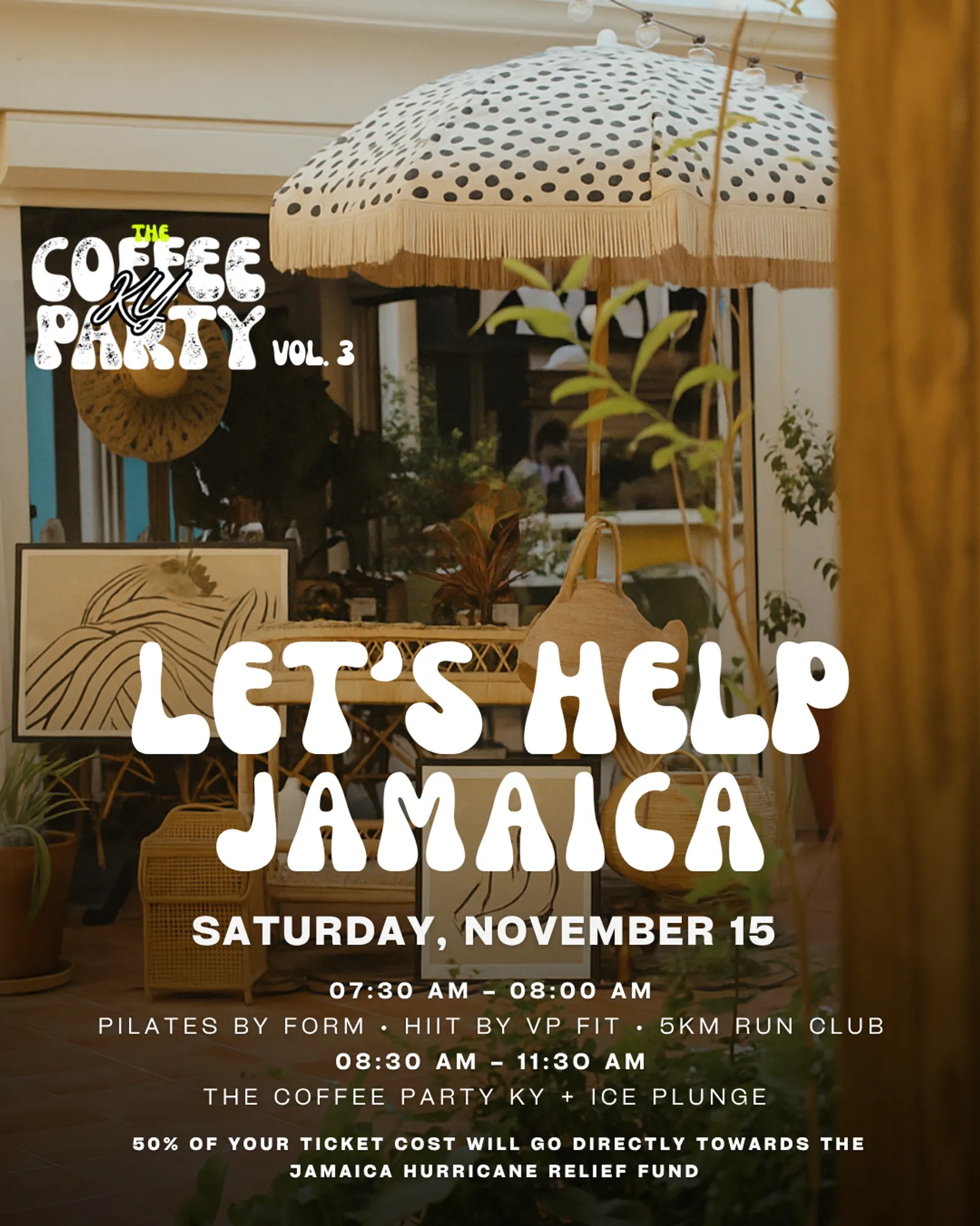 The Coffee Party KY Let's Help Jamaica poster