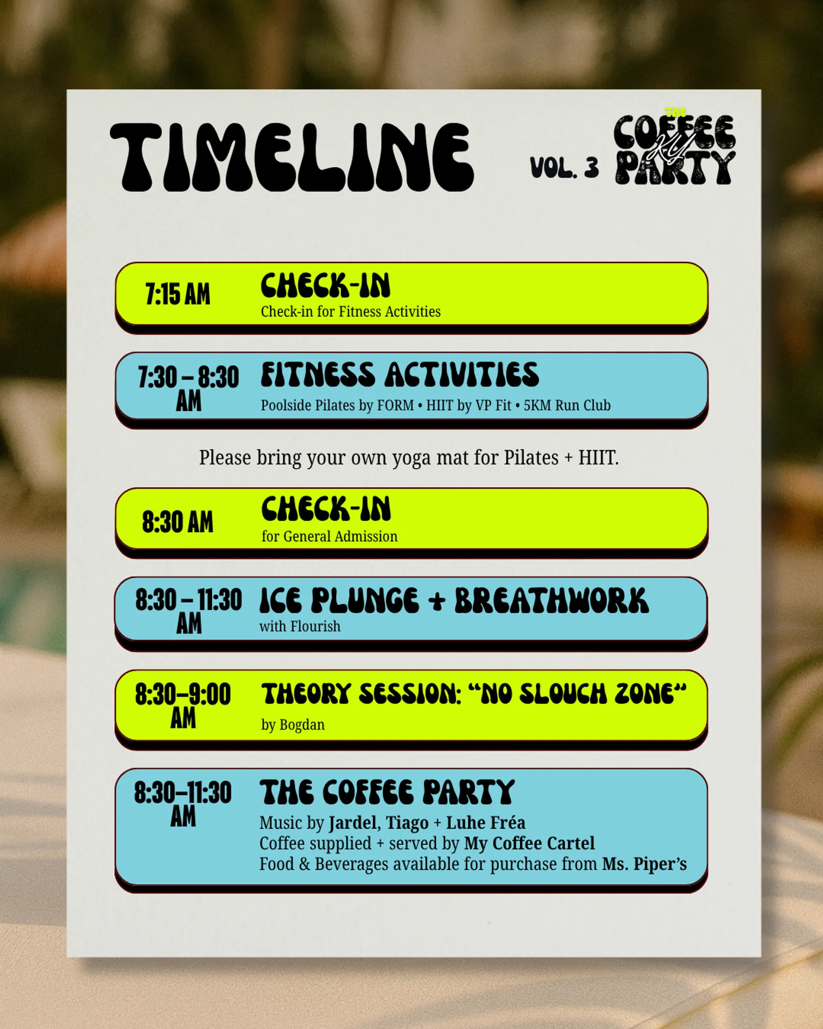 The Coffee Party KY Vol. 3 timeline