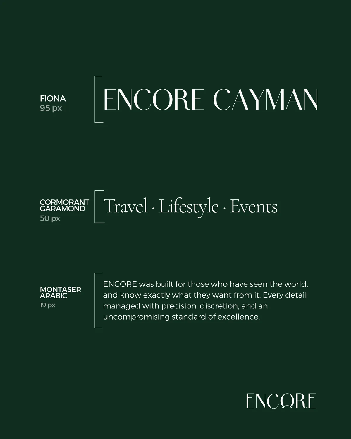 Encore brand book page
