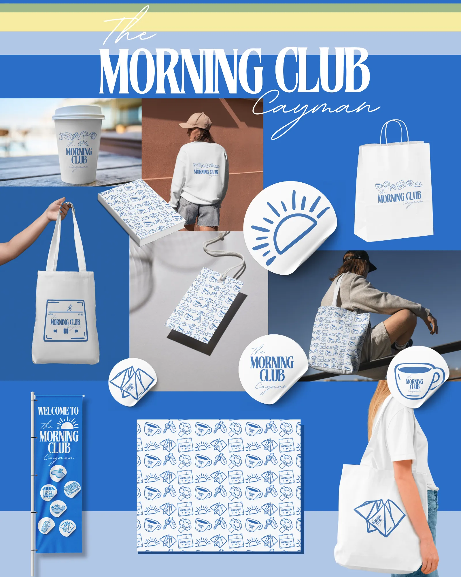 The Morning Club Cayman brand and merchandise moodboard