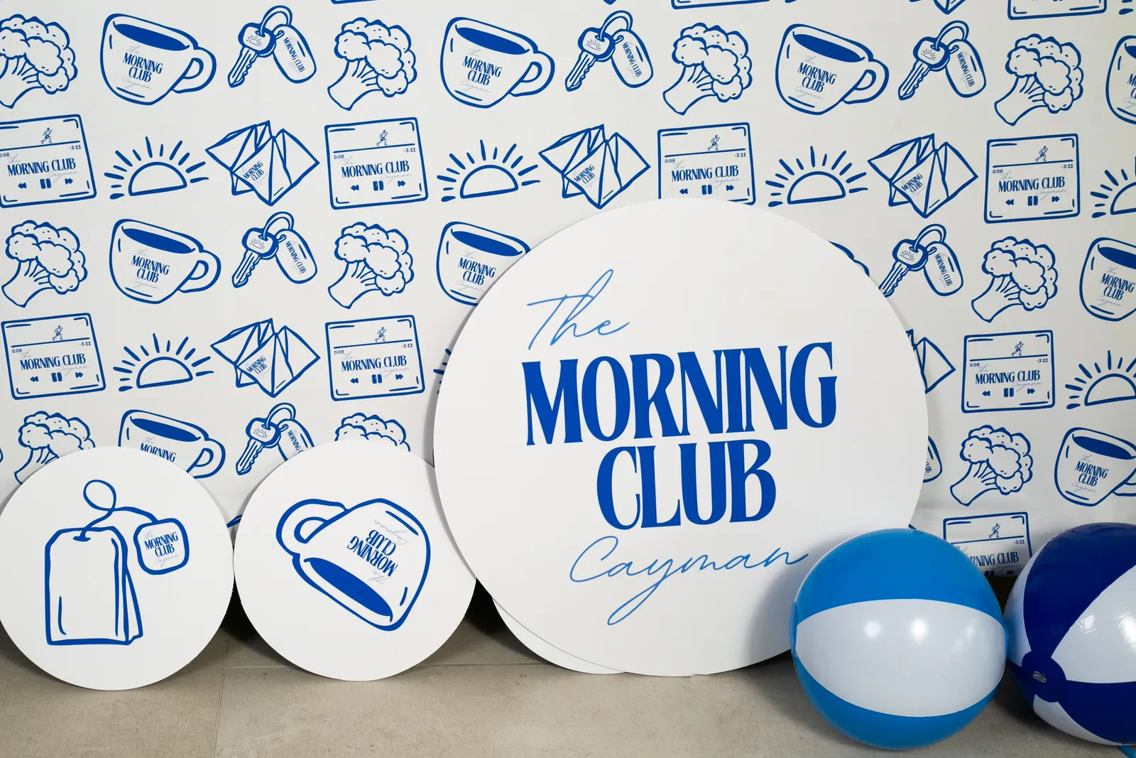 The Morning Club Cayman branded photobooth display