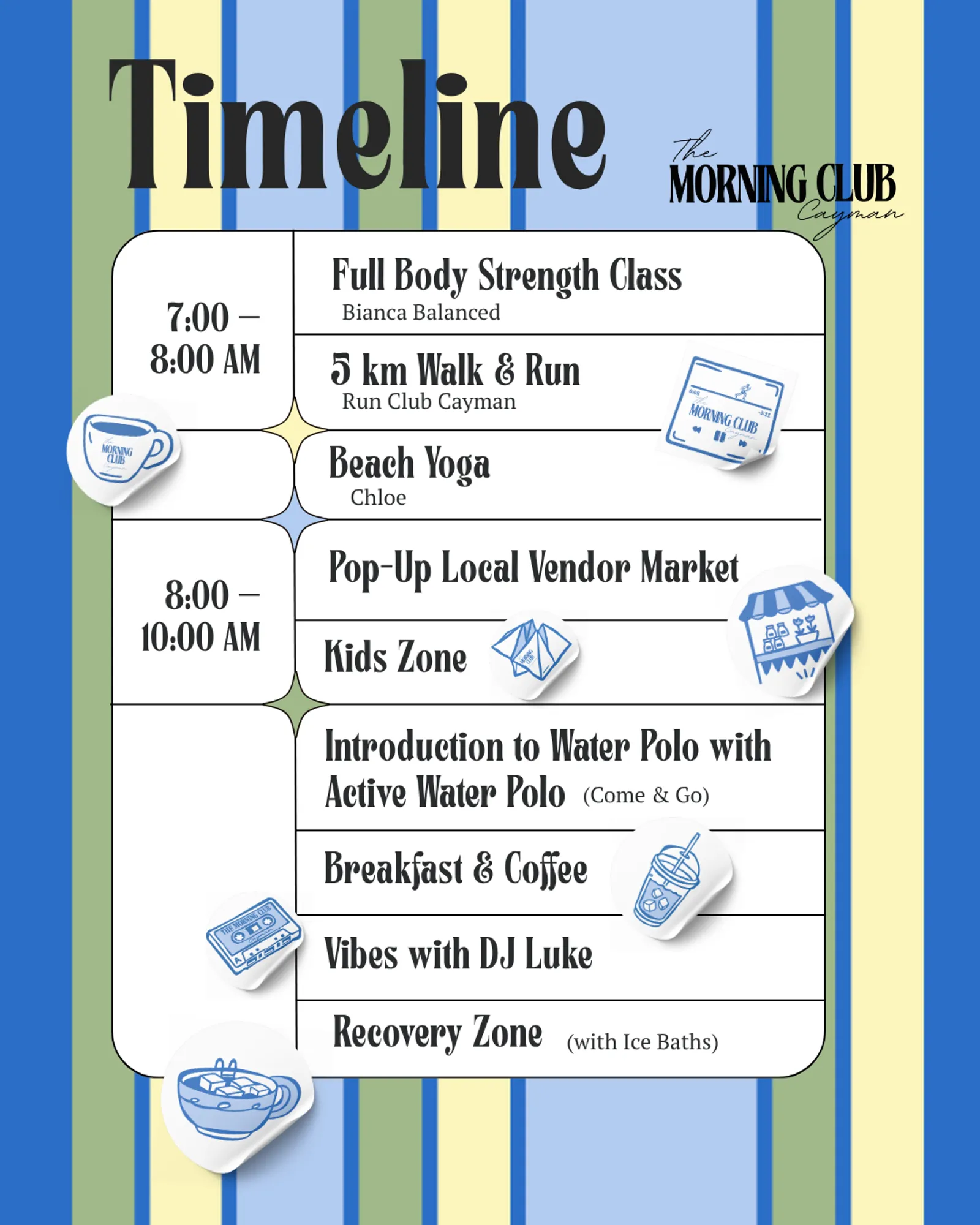 The Morning Club Cayman event timeline, Instagram post