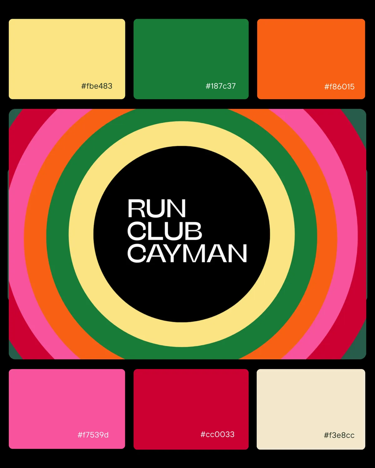 Run Club Cayman color palette and logo